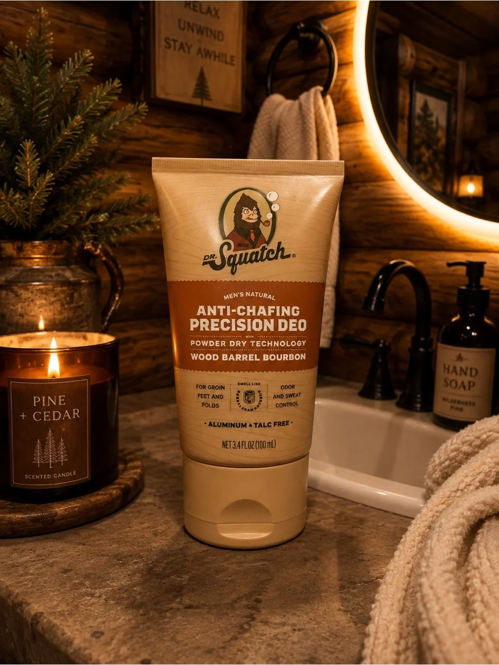 Wood Barrel Bourbon Anti-Chafing Precision Deo - Brown